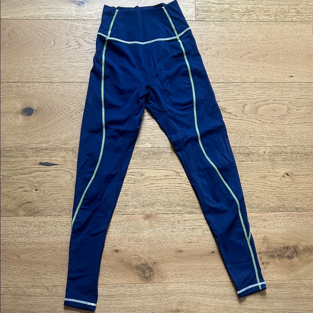 BuffBunny Navy Leggings with Yellow Trim